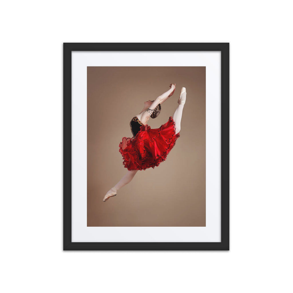 Crimson Leap | Dance-Art Framed Poster #79 (25.5" H x 21.5" W)