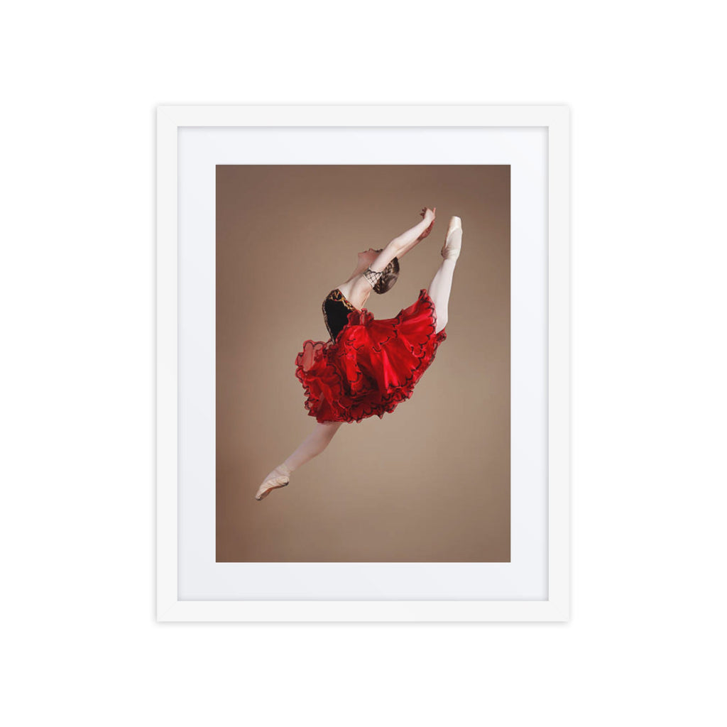 Crimson Leap | Dance-Art Framed Poster #79 (25.5" H x 21.5" W)