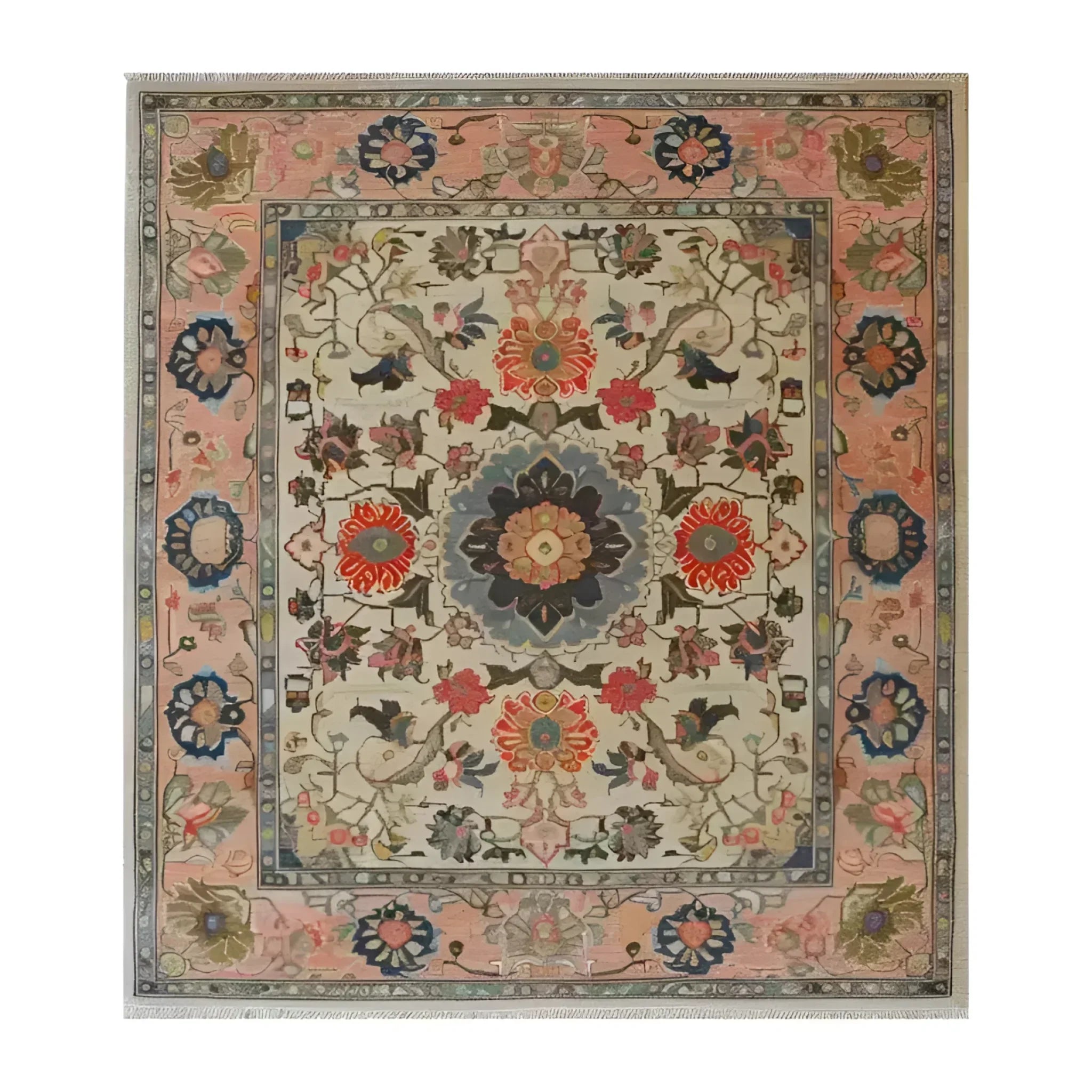 Crimson Medallion Serenity Hand Knotted Area Rug