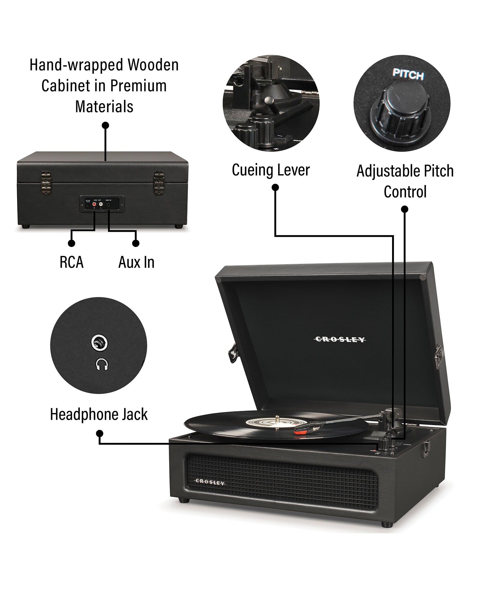 Crosley - Tocadiscos Crosley Voyager Bluetooth Doble - Azul lavado