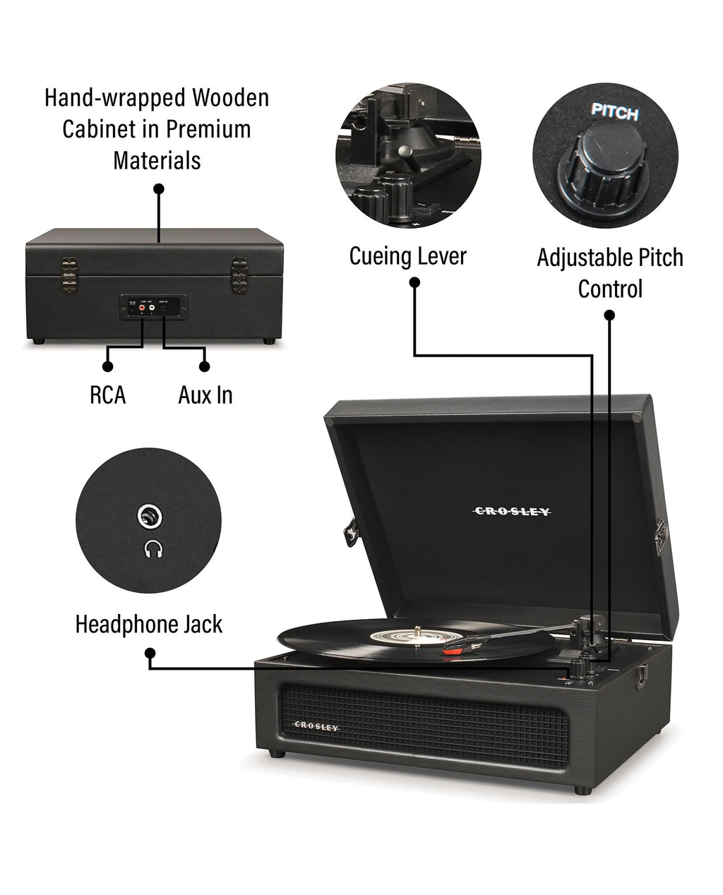 Crosley - Tocadiscos Crosley Voyager Bluetooth Doble - Duna