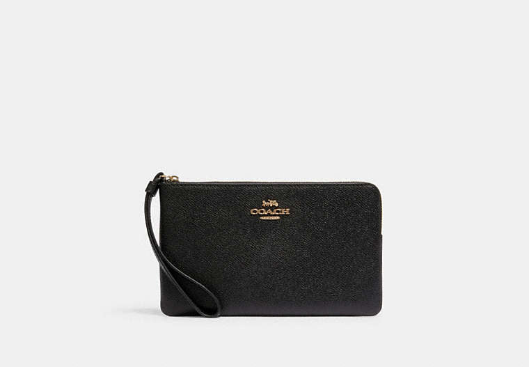 COACH® Women's Bolso Pouch Con Cremallera Grande en Negro | Cuir