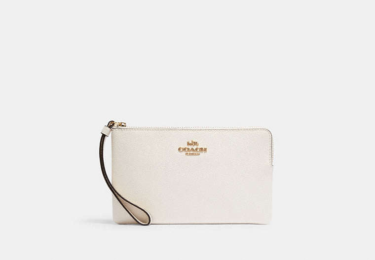 COACH® Women's Bolso Pouch Con Cremallera Grande en Blanco | Cuir