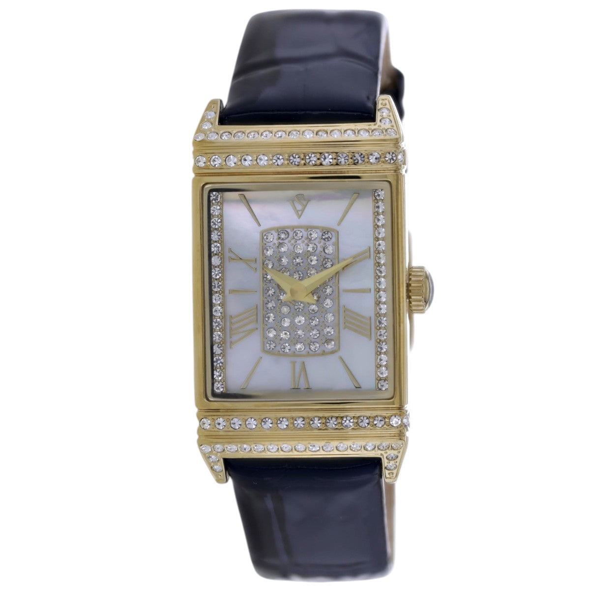 Christian Van Sant Crystal-Set Mother of Pearl Watch — Gold