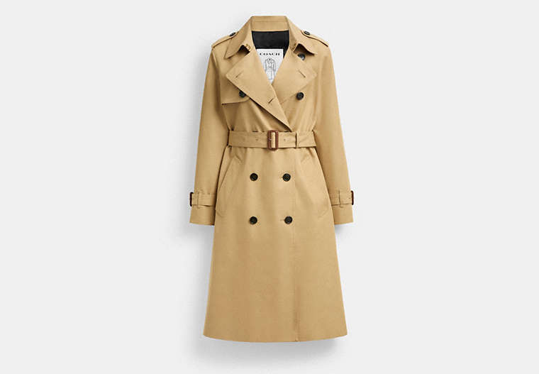 COACH® Women's Gabardina en Beige, Talla Mediano