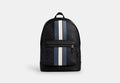 COACH® Men's Mochila West en lona de firma con franjas Varsity en Negro | Pvc