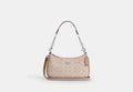 COACH® Women's Bolso de hombro Teri en lona de firma en Beige | Pvc