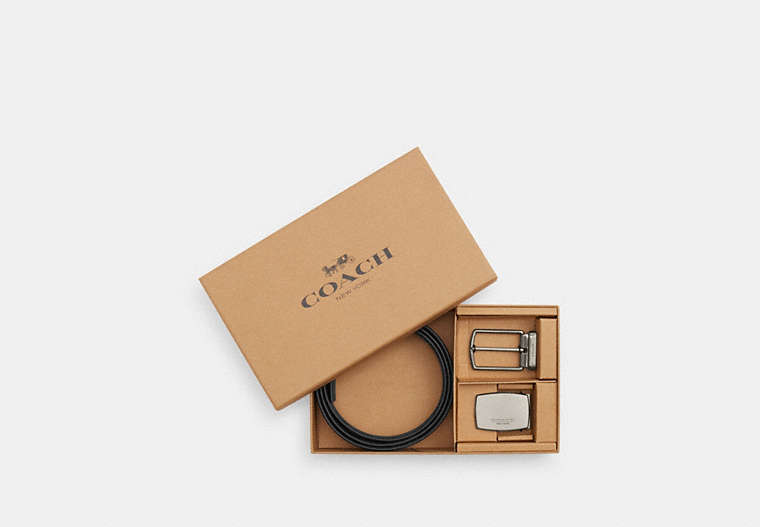 COACH® Men's Cinturón Reversible Cortado A Medida Con Placa Y Hebilla Tipo Arnés De 30 Mm En Caja | Pvc