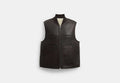 COACH® Men's Chaleco De Borreguillo Reversible en Castaño, Talla Mediano | Coton