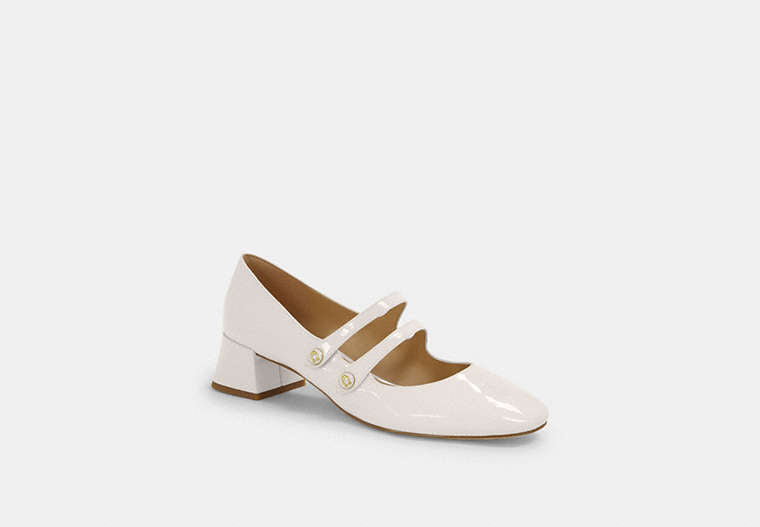 COACH® Women's Mary Jane Angelina en Blanco, Talla 11 | Cuir Verni