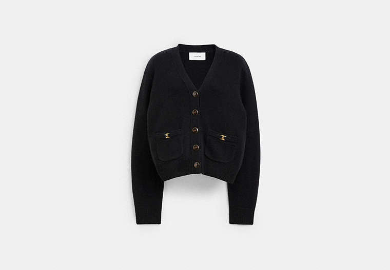 COACH® Women's Cárdigan Heritage C en Negro, Talla Mediano