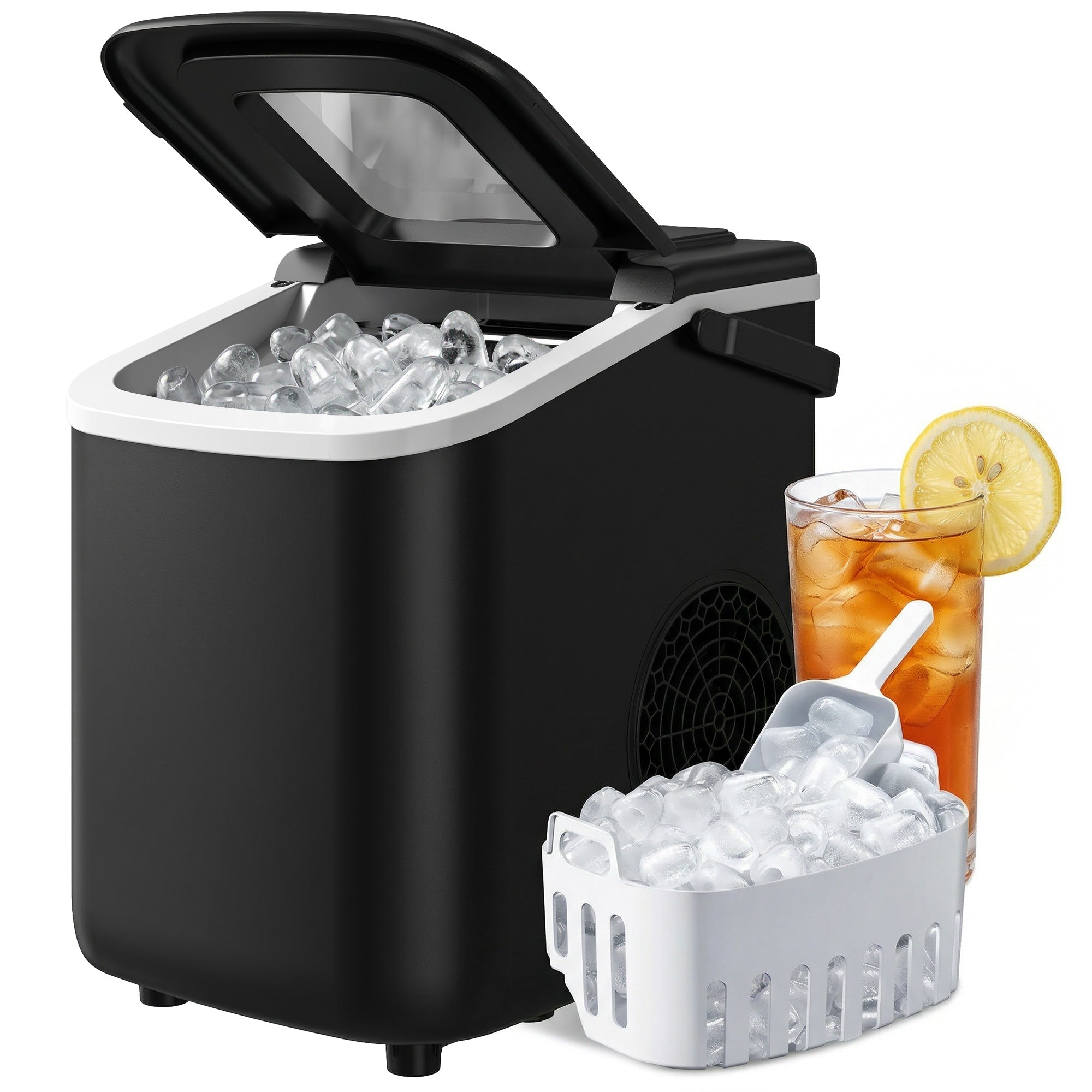 Countertop Ice Maker 12kg/24H, 9-Cube 7 Min, Self-Cleaning with Scoop, Black
