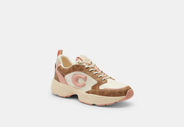 COACH® Women's Zapatillas deportivas Strider de lona de firma en Castaño, Talla 11 | Pvc