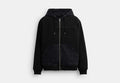 COACH® Men's Chaqueta De Tela Vaquera Con Cremallera De Firma en Negro, Talla Mediano | Coton