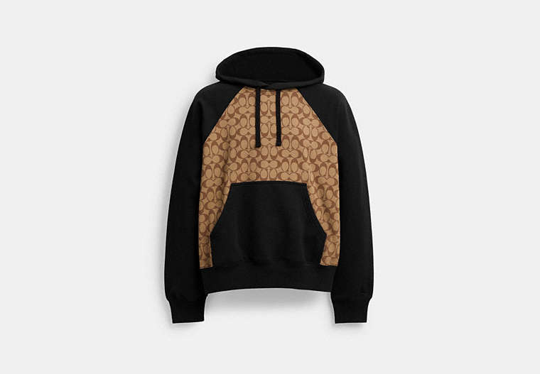 COACH® Men's Sudadera con capucha de la firma en Castaño, Talla Mediano | Coton