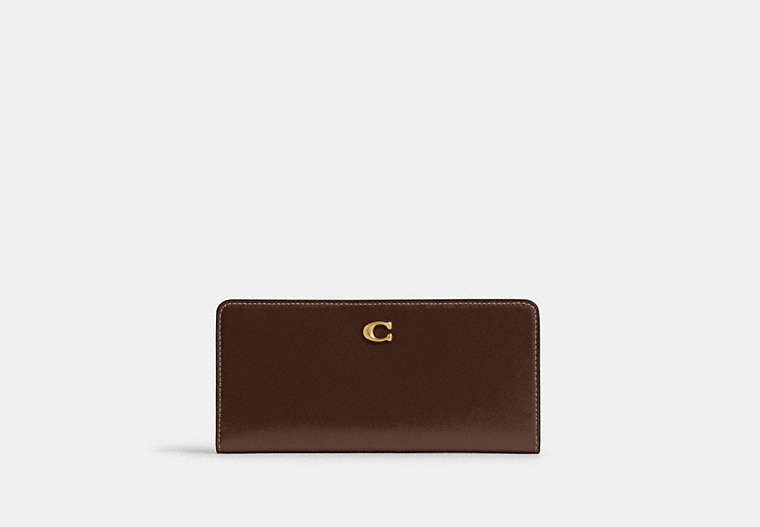 COACH® Women's Cartera fina básica en Castaño | Cuir