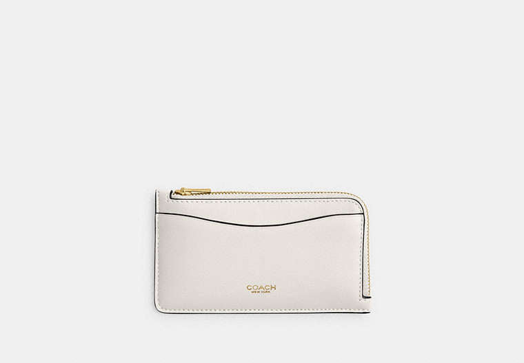 COACH® Women's Tarjetero con cremallera New York en Blanco | Cuir