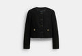COACH® Women's Chaqueta de bouclé Heritage C en Negro, Talla Mediano | Body