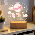Globo de Aire Caliente Personalizado Lindo Osito de Peluche LED Luz de Noche con Nombre y Base de Madera Decoración de Guardería Regalo de Cumpleaños para Bebé Niño