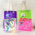 Personalizada Nacimiento Flor Neón Láser Transparente Bolsa Tote con Nombre Cumpleaños Verano Fiesta de Vacaciones Regalo para Mujer