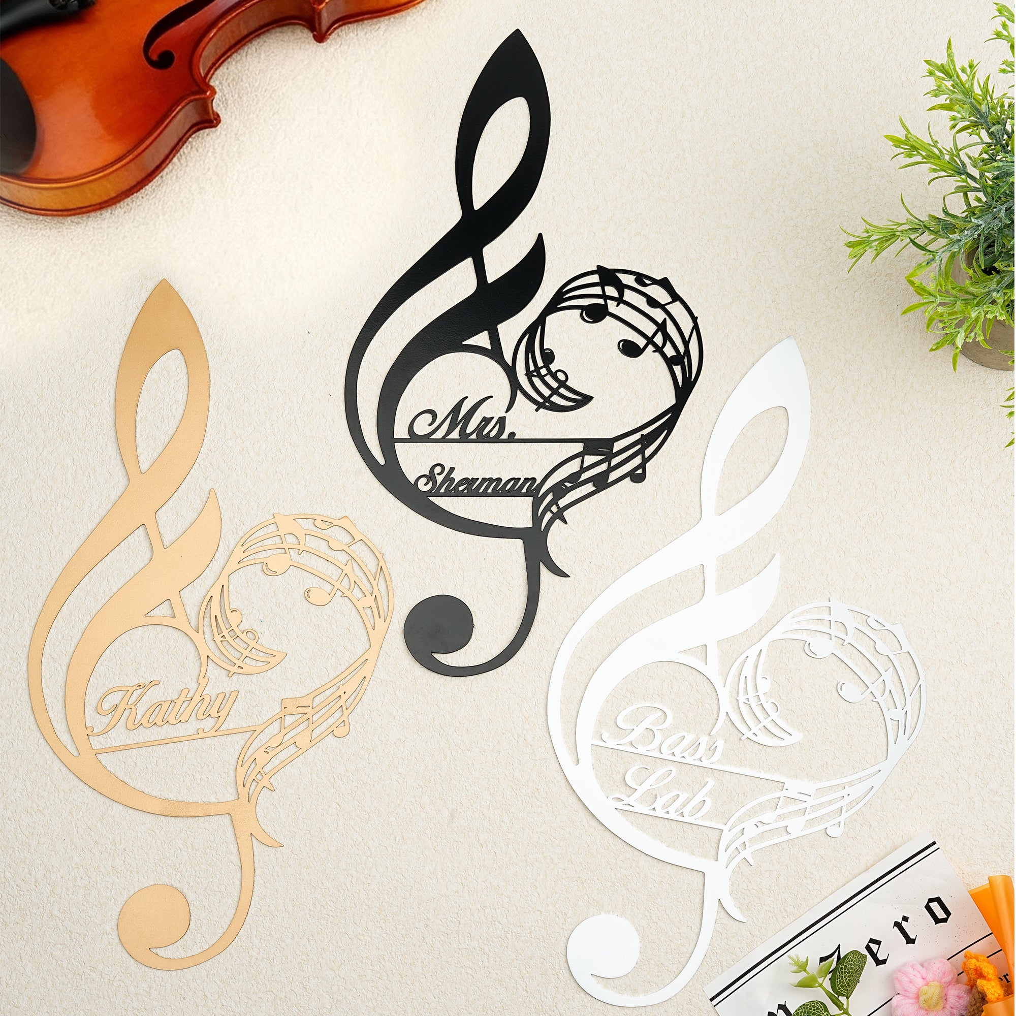 Nota Musical Personalizada Arte de Pared de Metal con Texto Decoración de Hogar Regalo de Cumpleaños Día de Juego para Músico Profesor de Música