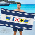 Toalla de playa de gran tamaño y secado rápido personalizada con bandera náutica y nombre Esenciales de viaje Regalo para fiesta de vacaciones de verano para amigos entusiastas de la vela