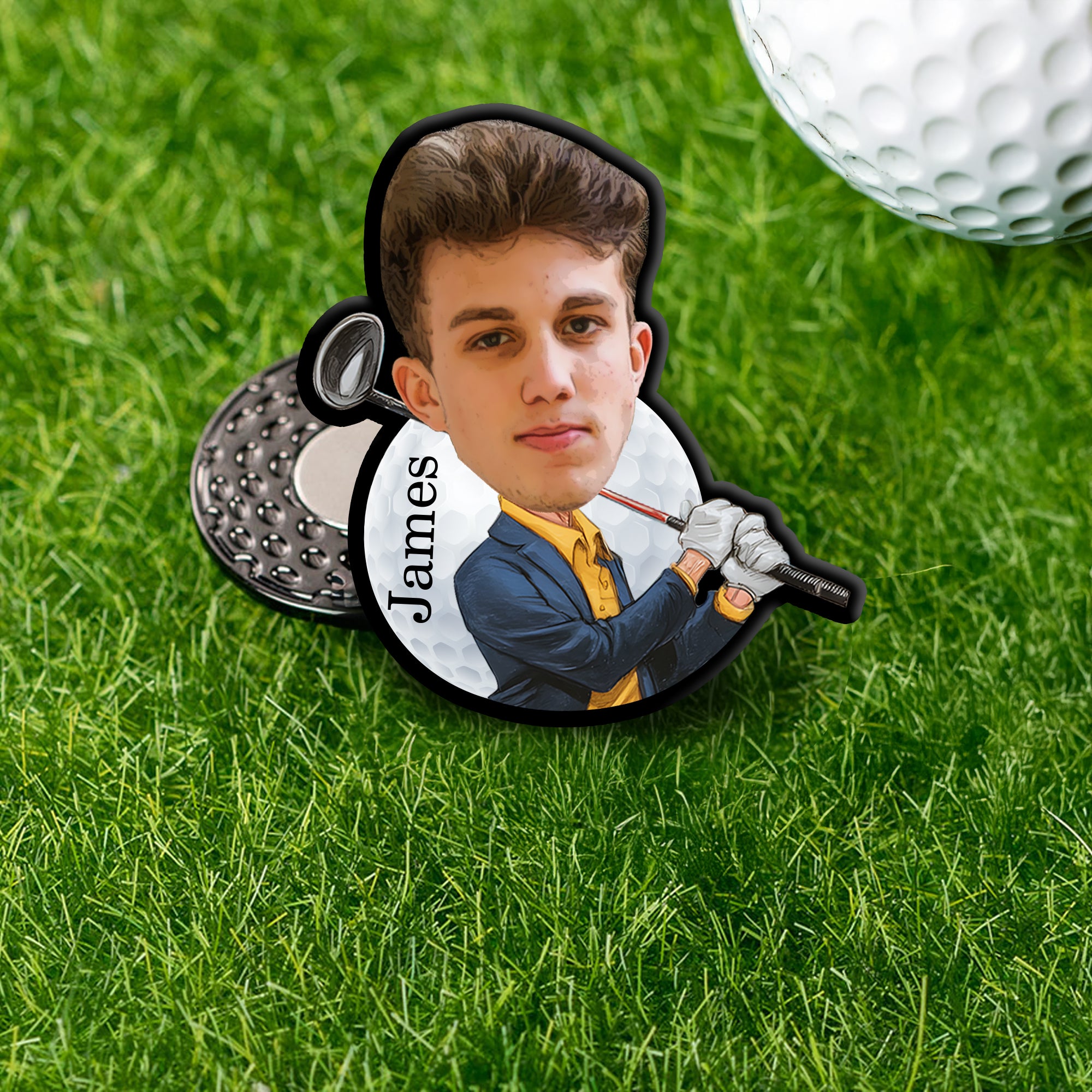 Cara Personalizada Golf Personaje Golf Ball Marker Magnético Hat Clip con Nombre Cumpleaños Game Day Regalo para los amantes de los jugadores de golf