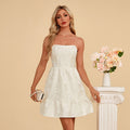 Bridal Wedding Dress White Strapless Short Straight A-line Jacquard