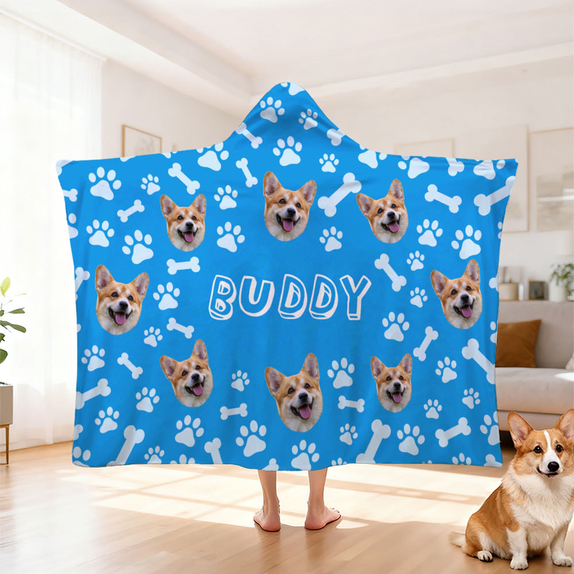 Personalizada Multicolor Fotos de Mascotas Manta con Capucha Suave con Nombre Decoración del Hogar Cumpleaños Regalo de Navidad para los amantes de las mascotas