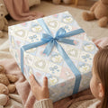Papel de regalo floral personalizado con nombre de conejito con lazo Set de 3 regalos de Pascua para niños el día de su cumpleaños