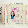 Personalizado Cartoon Character Bow Initial Soft Throw Blanket with Name Baby Shower Birthday Gift for Baby Boys Girls