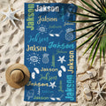 Toalla de playa de microfibra de gran tamaño y secado rápido Personalizada con el nombre de un garabato de verano Regalo de cumpleaños esencial para la familia y los amigos