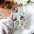 Personalizado lindo 3D de dibujos animados Chica y 1-4 Perros Funda de teléfono para iPhone o Samsung con nombres Cumpleaños Aniversario Regalo para Pet Lover Perro Mamá