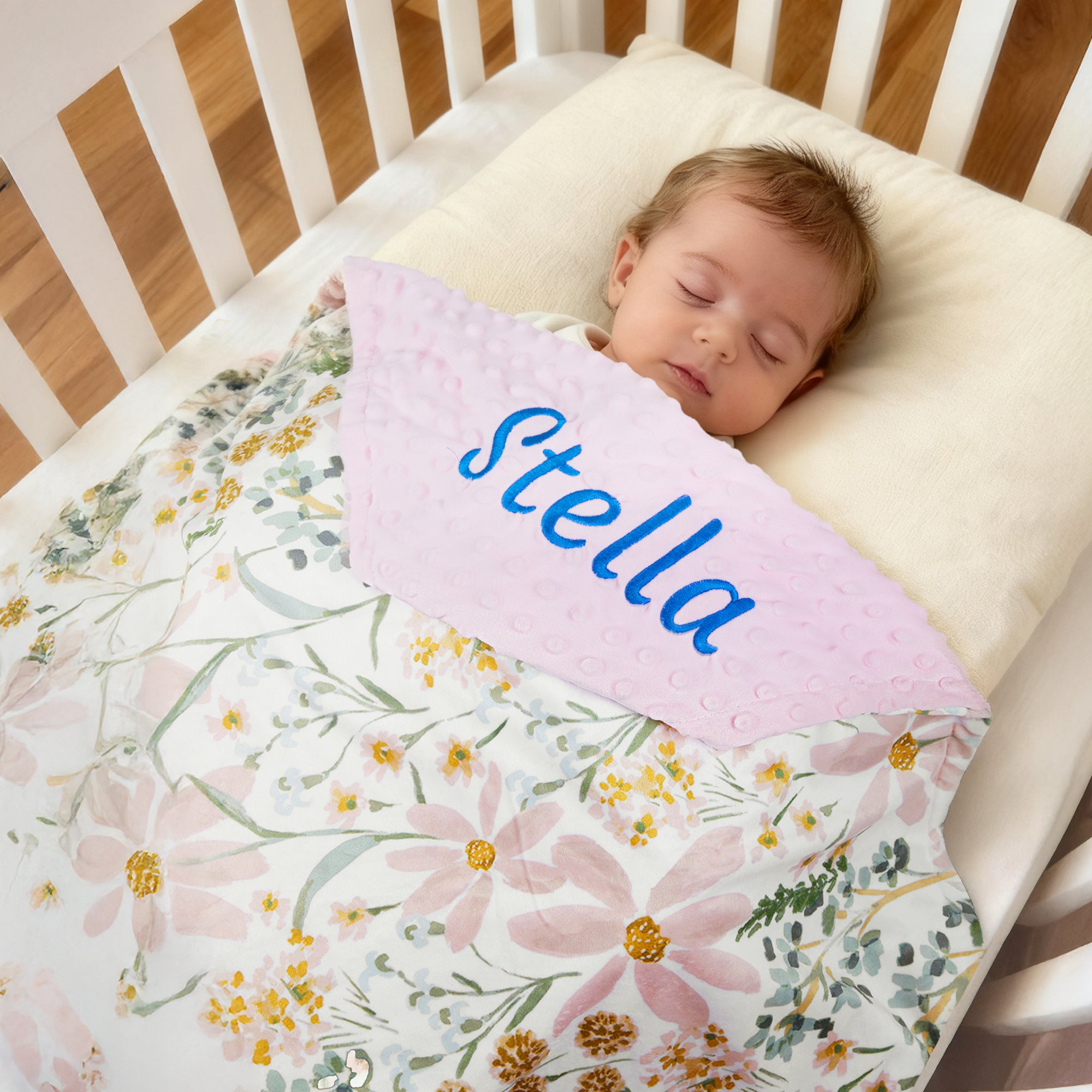 Manta de bebé personalizada con nombre bordado y fondo de lunares Regalo de cumpleaños Baby Shower para recién nacidos Niños Niñas