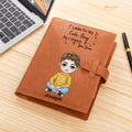 Personalizado Cartoon Character A5 Sketchbook Cuaderno de cuero de la PU con el nombre y el texto de almacenamiento de bolsillo de vuelta a la escuela Regalo de cumpleaños para los niños