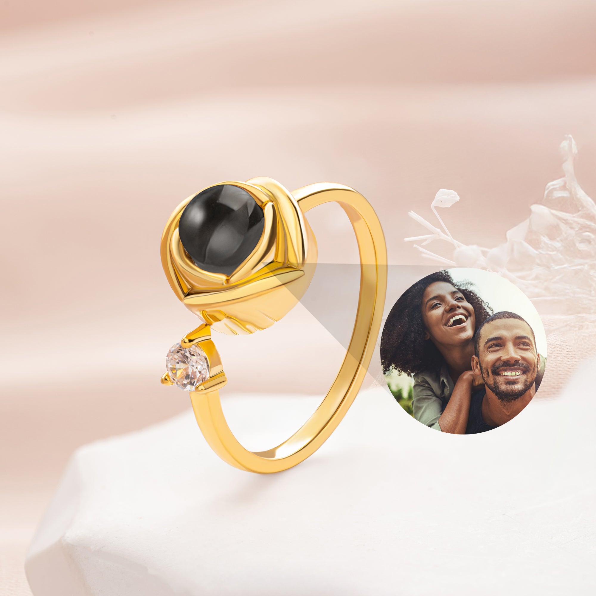 Anillo personalizado de plata de ley de proyección de fotos con piedra de nacimiento Joyería delicada desgaste diario Cumpleaños Aniversario Regalo para Novia Mamá Mujeres