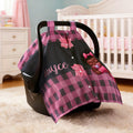 Personalizado Lindo Negro Baby Bow Checkered Baby Seat Canopy con el nombre de privacidad-protector al aire libre accesorio de regalo de cumpleaños para los recién nacidos bebés