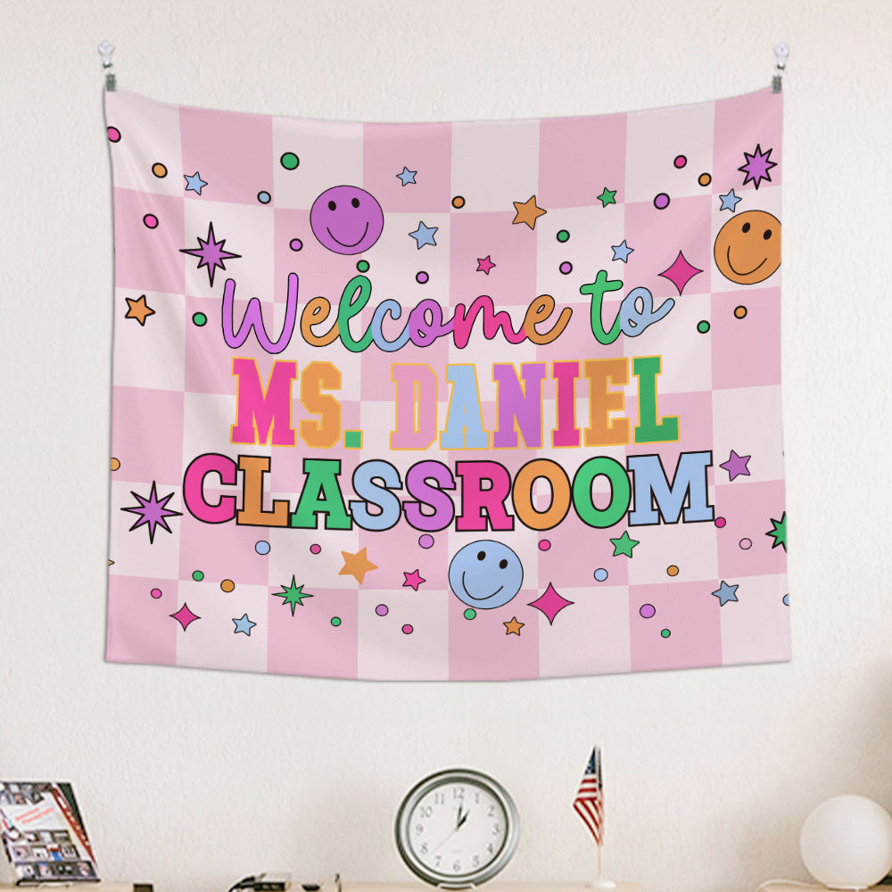 Tapiz personalizado de bienvenida al cole con nombre Bonita decoración para el aula Regalo de vuelta al cole para profesores