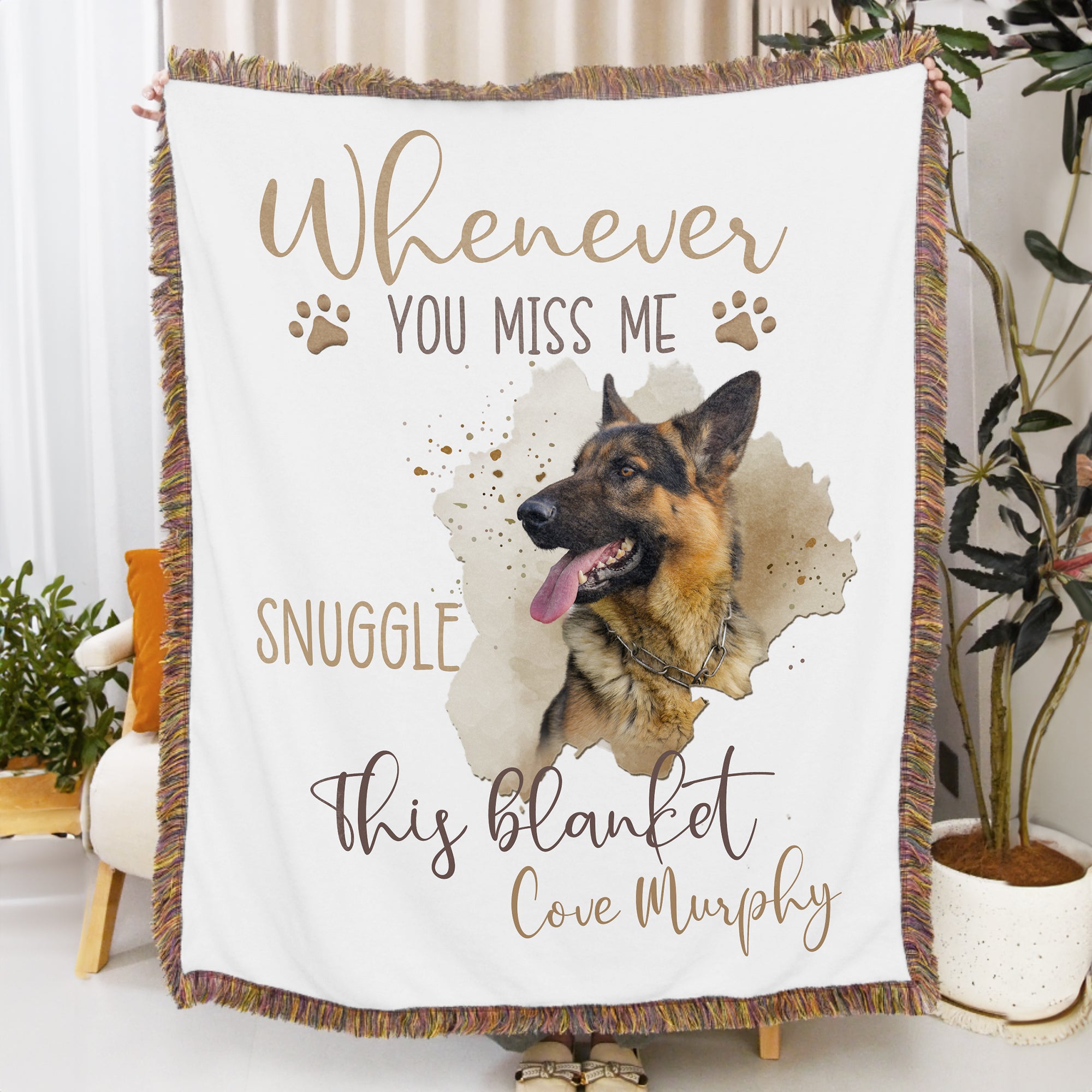Manta personalizada con borla y nombre en estilo acuarela para mascotas Regalo de cumpleaños diario para los amantes de las mascotas