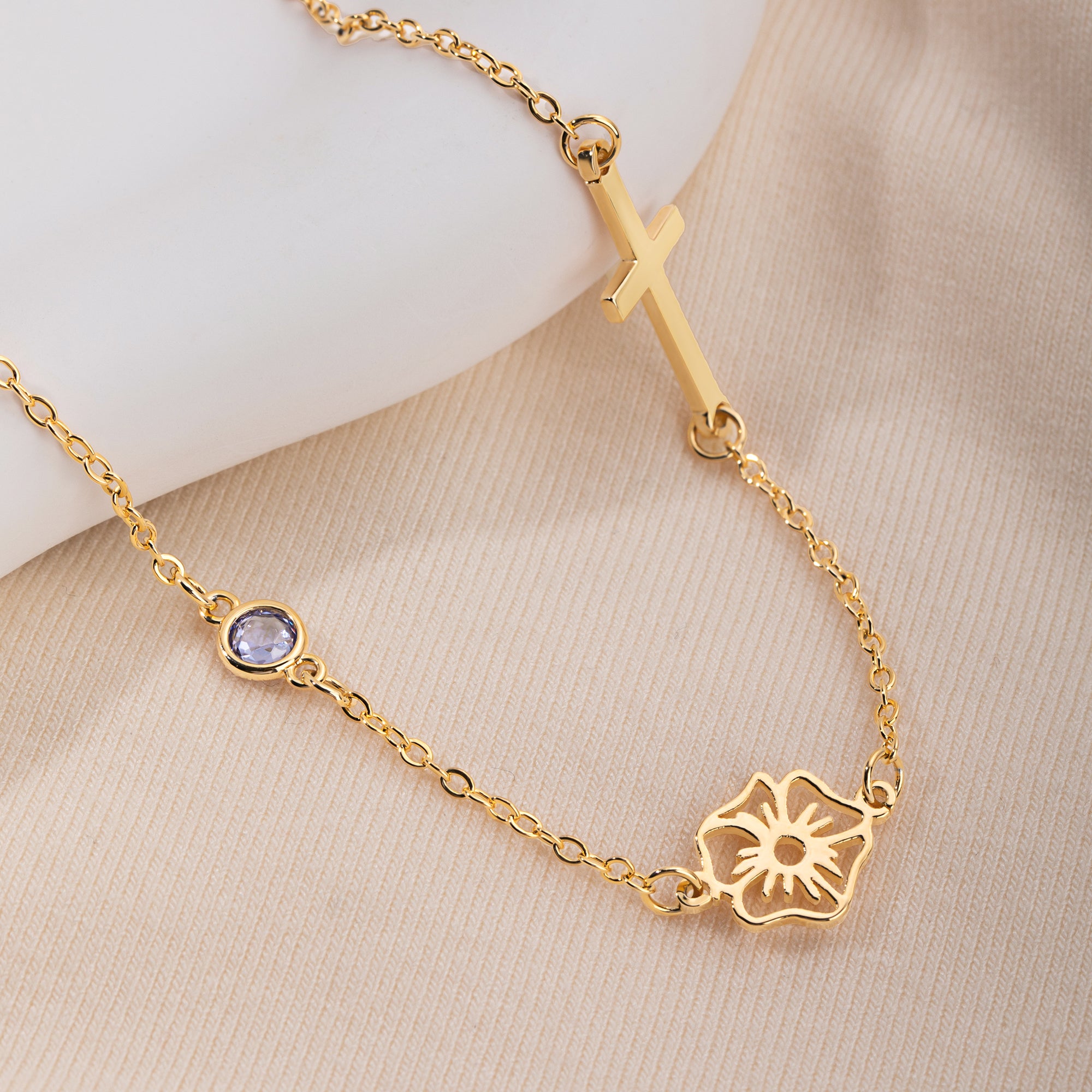 Personalizada Flor de Nacimiento Birthstone Cruz Collar con Nombre Joyería Religiosa Cumpleaños Aniversario Regalo para Mujeres Cristianas