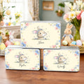 Caja de lata personalizada con forma de conejito y corona de flores con nombre Accesorios para fiestas de Pascua Regalo para niños Niñas