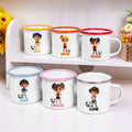 Personalizada 3D Cartoon Soccer Character Portable 12 oz Taza de esmalte con nombre Cumpleaños Día de los Niños Game Day Regalo para los niños