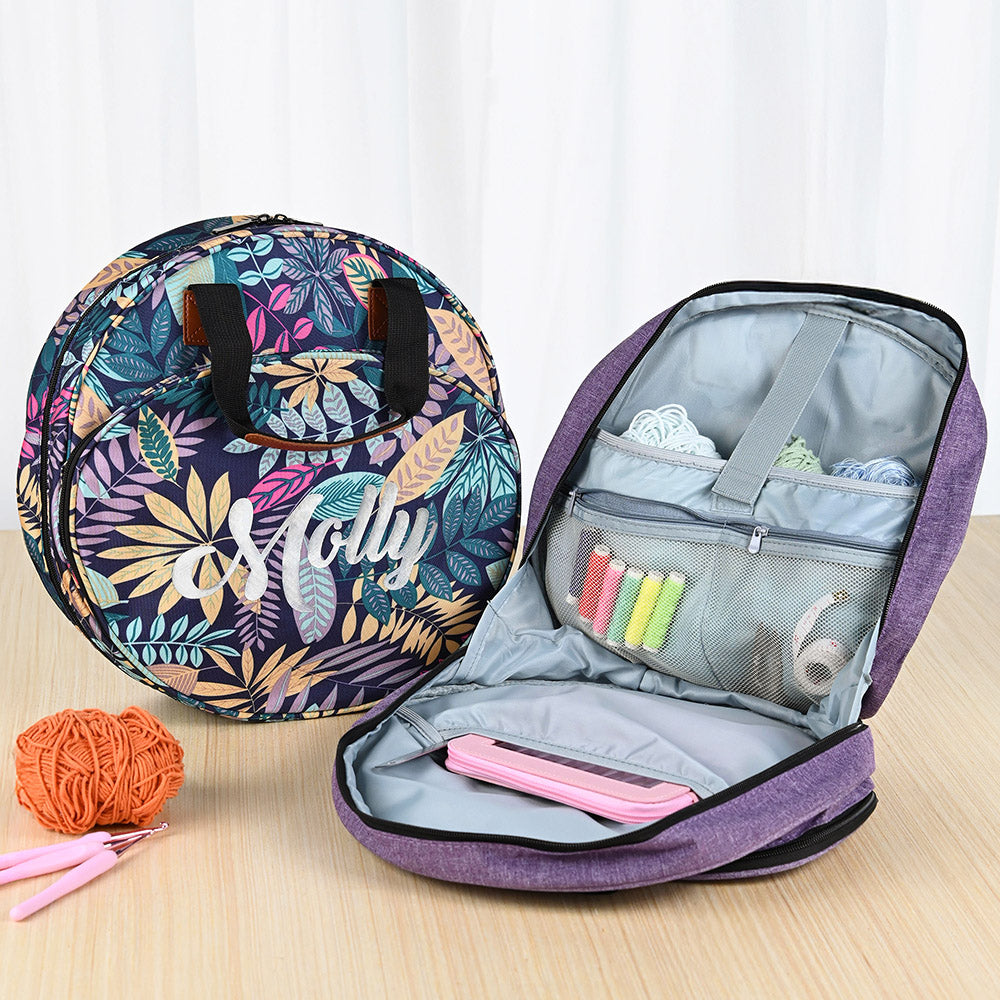 Nombre personalizado Bolsa de almacenamiento de costura grande Oxford de varios compartimentos con asa Regalo de cumpleaños y vacaciones para amantes del bricolaje