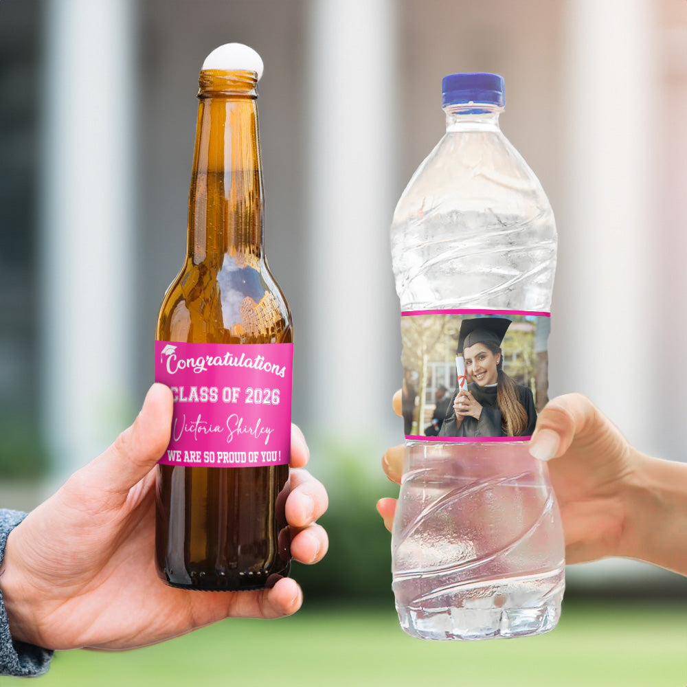 Juego de 10 etiquetas impermeables para botellas de agua con el nombre y la fecha de la graduación Regalo decorativo para graduados