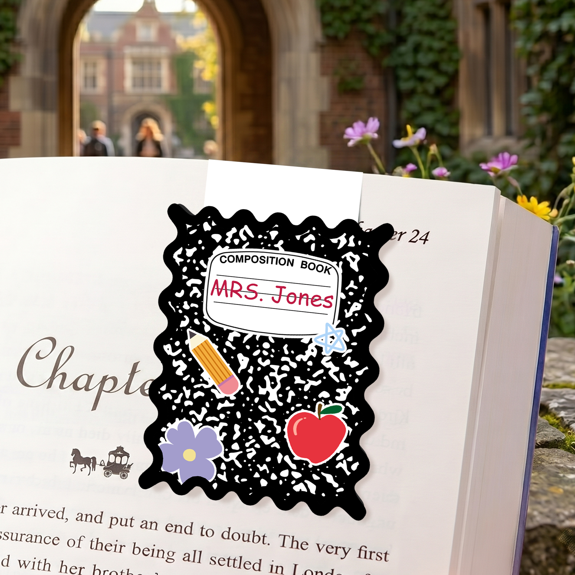 Personalizado Retro Multicolor Apple lápiz cuaderno magnético ondulado Marcapáginas Clip con texto Apreciación Maestro Cumpleaños Regalo para maestros amantes de los libros