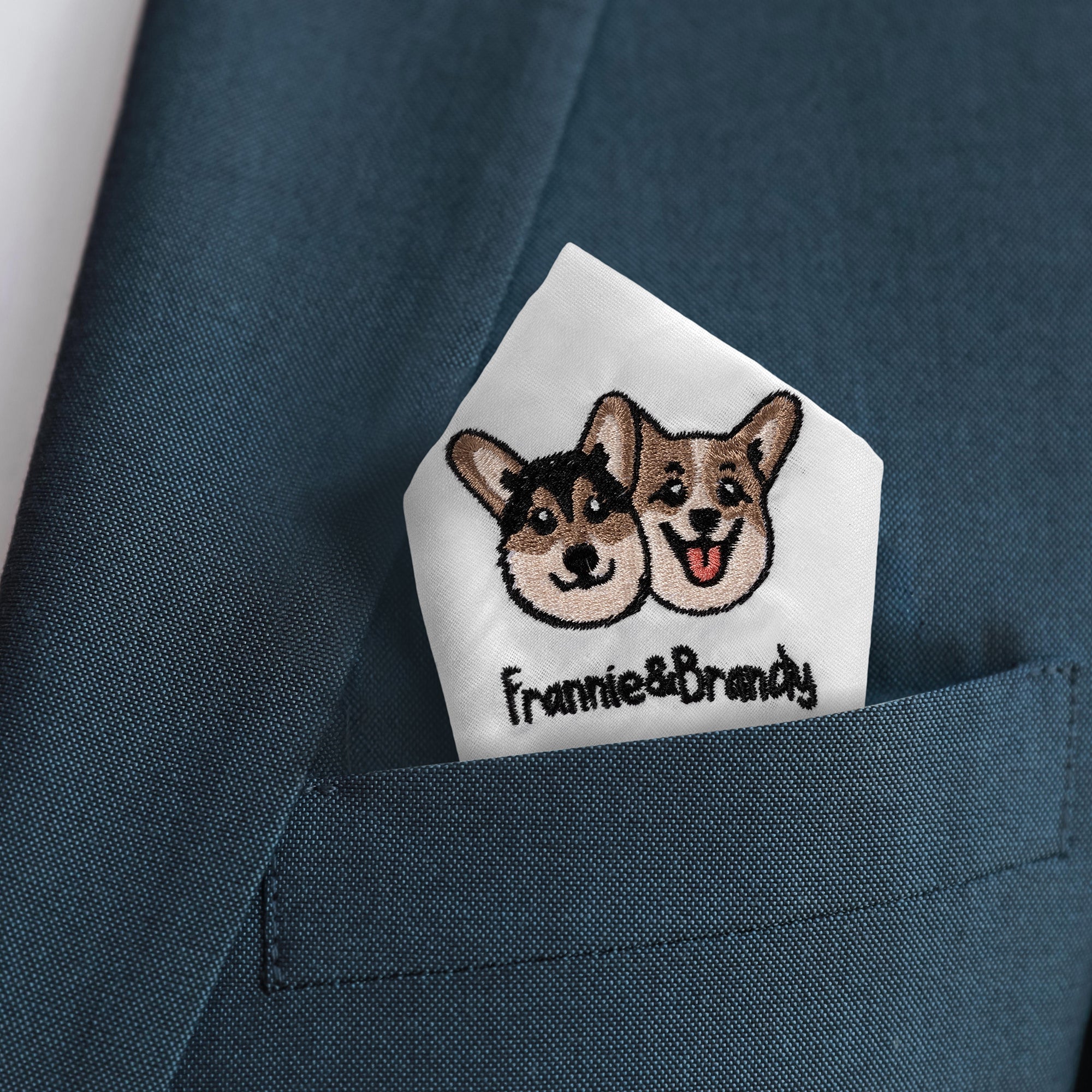 Personalizado Bordado Cara Mascota Foto 100% Algodón Pañuelo Bolsillo Cuadrado con Nombre Boda Cumpleaños Regalo para Novio Padrino Perro Gato Amante