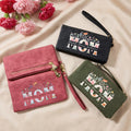 Personalizado Vintage Floral PU Cuero Plegado Billetera con Nombre y Cremallera Cumpleaños Día de la Madre de regalo para mamá