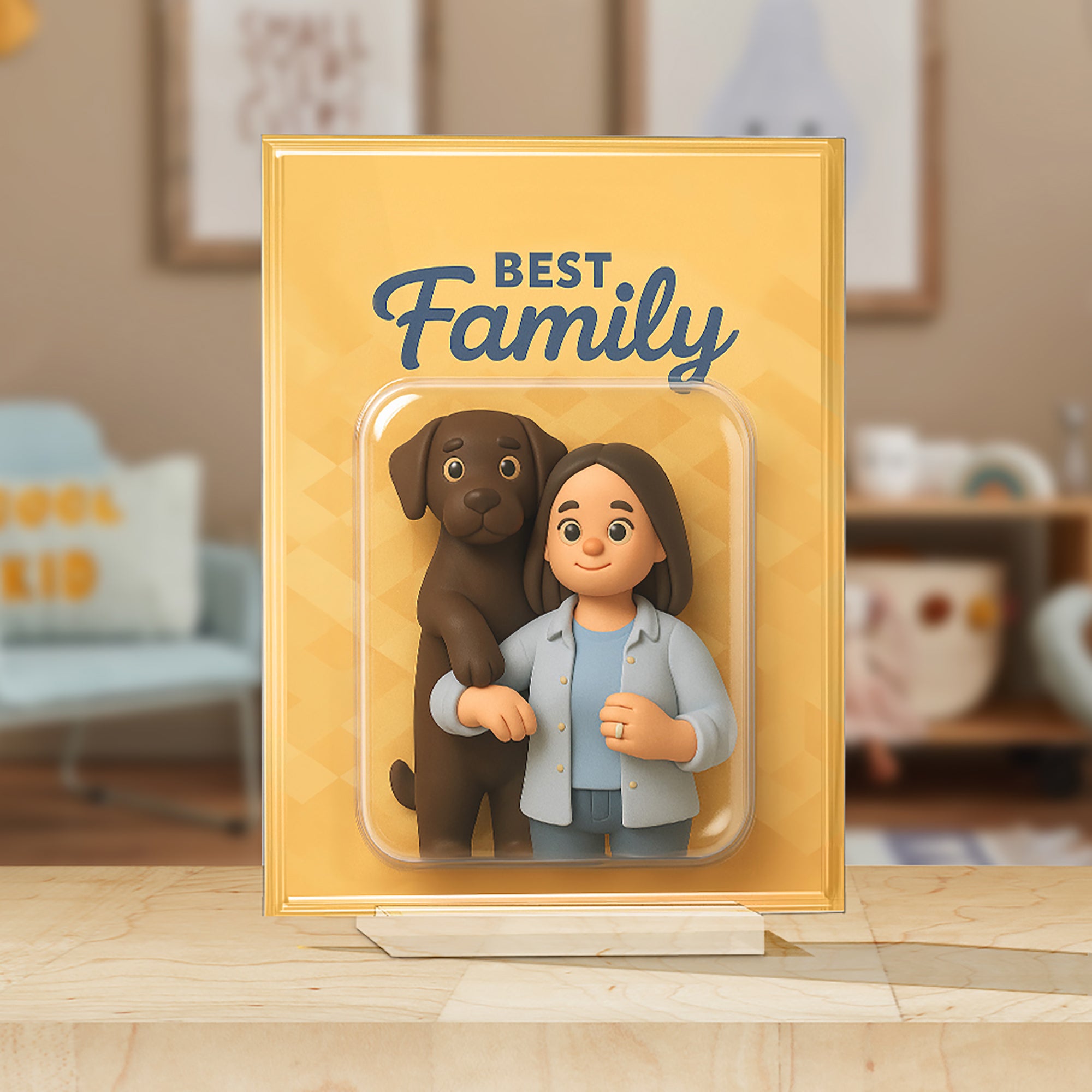 Personalizada Foto Carácter 3D Efecto Acrílico Placa con Título y Base Escritorio Decoración Aniversario Cumpleaños Regalo para Familia Amigos