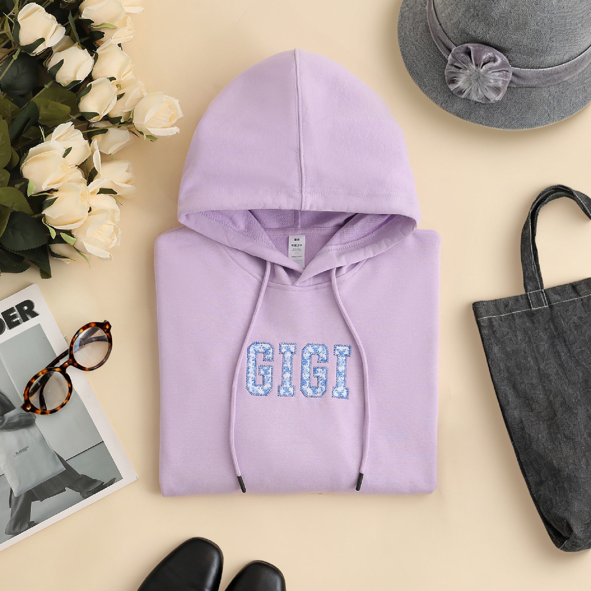 Personalizado Multicolor Aplique Flor Suave Camiseta Sudadera Sudadera con capucha con nombre bordado Día de la Madre Cumpleaños Navidad Regalo Mamá Abuela