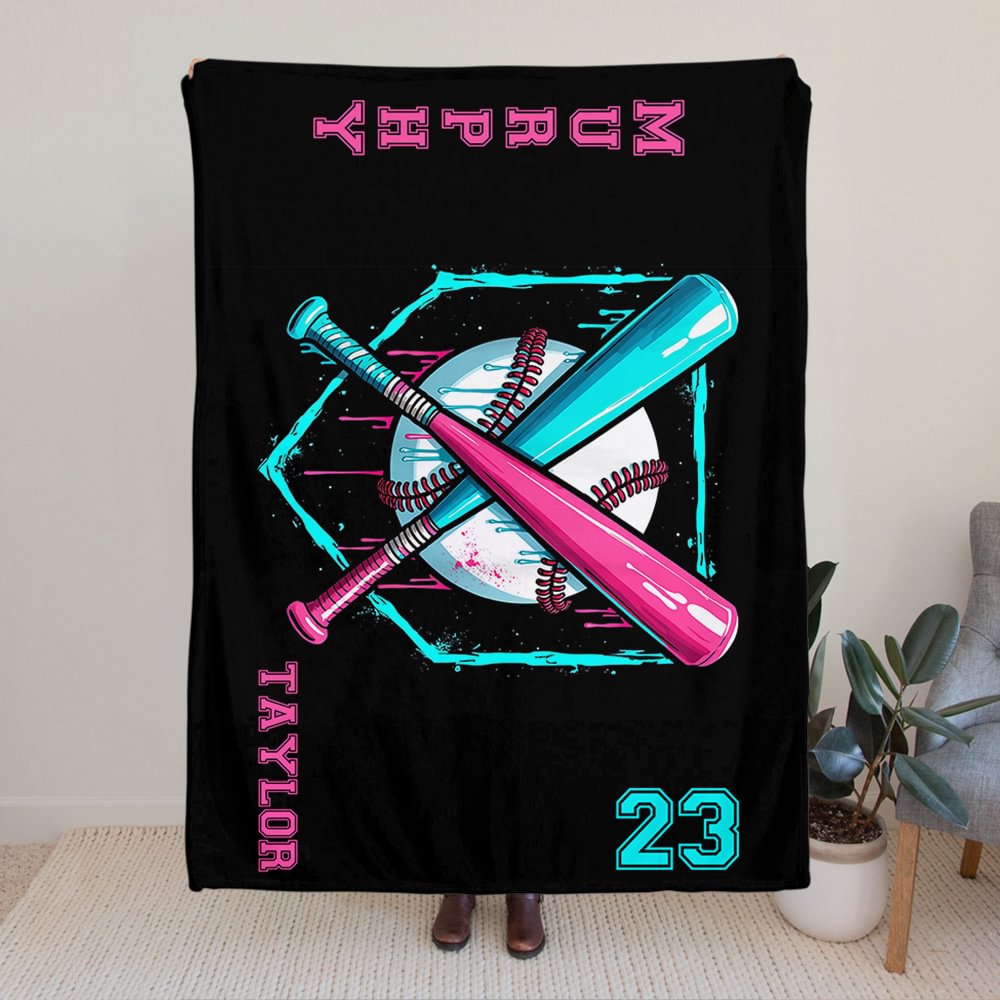 Manta blanda de béisbol personalizada con nombre y número Regalo de cumpleaños de Navidad para entrenadores Jugadores de béisbol